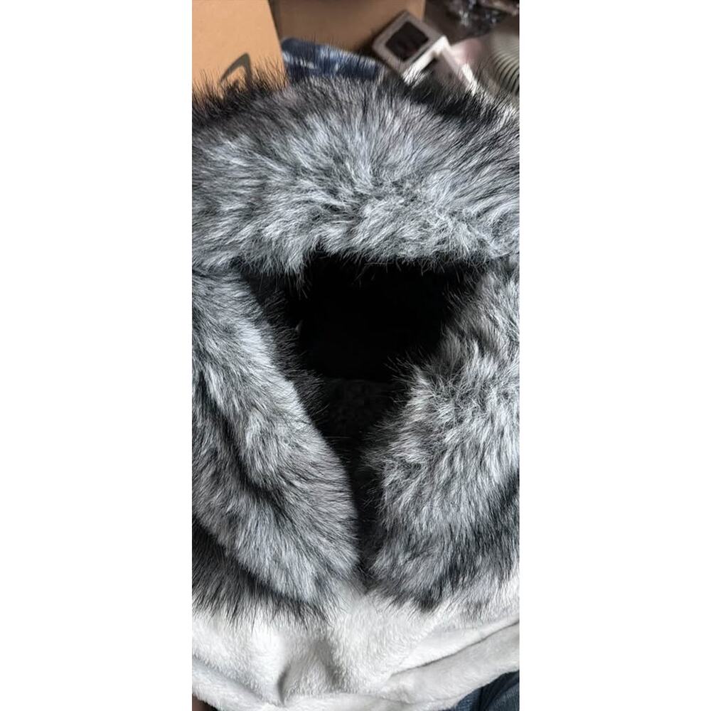 Faux Fur Grey Black Animal Hood Hat